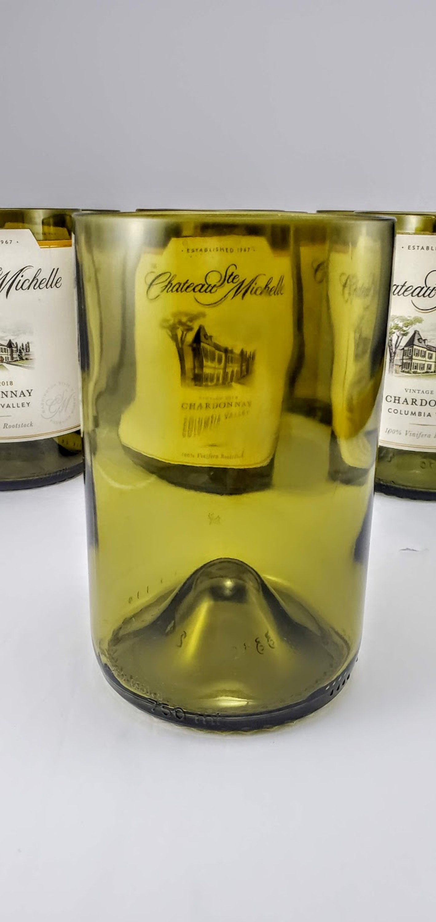 Set of 2 Green upcycled Chateau Ste Michelle Drinkware glasses - Thumbnail 5