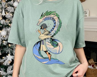Camiseta de El viaje de Chihiro, sudadera, sudadera con capucha, camiseta de Studio Ghibli, camiseta de El viaje de Chihiro, camiseta de Haku, camiseta de Chihiro, camiseta de regalo de Studio Ghibli, camiseta Y2K
