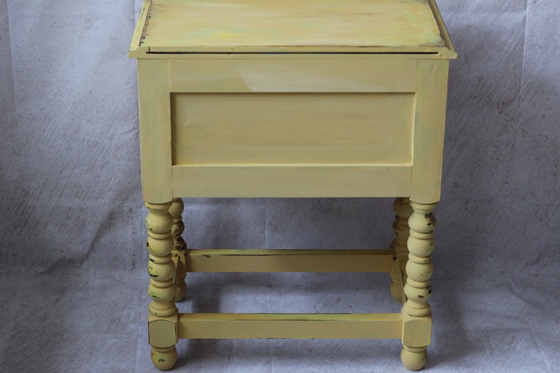 Large yellow patinated bedside table image 10