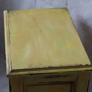 Large yellow patinated bedside table image 7
