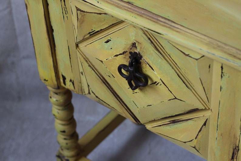 Large yellow patinated bedside table image 2