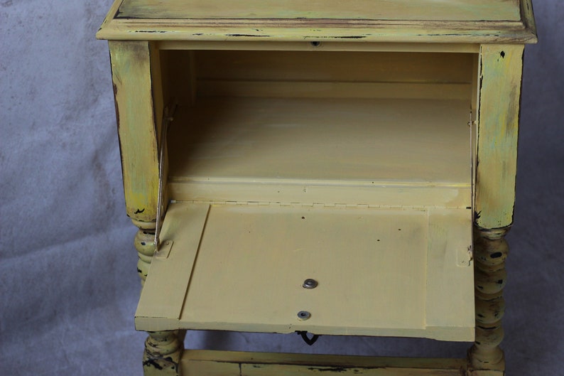 Large yellow patinated bedside table image 3