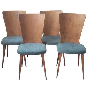 4 chaises vintage style Baumann bois et tissu image 1