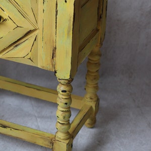 Large yellow patinated bedside table image 6