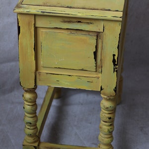 Large yellow patinated bedside table image 9