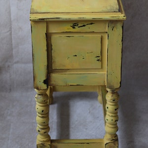 Large yellow patinated bedside table image 8