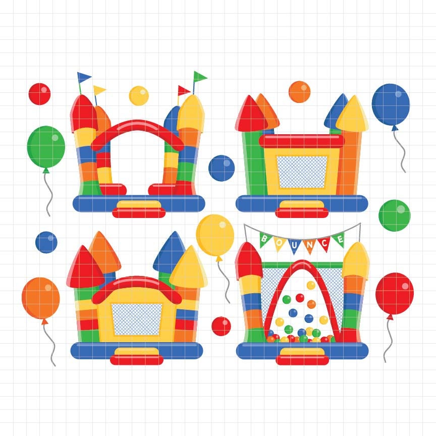 Bounce House Digital Clipart, Graphics, Scrapbooking, Instant Download ...