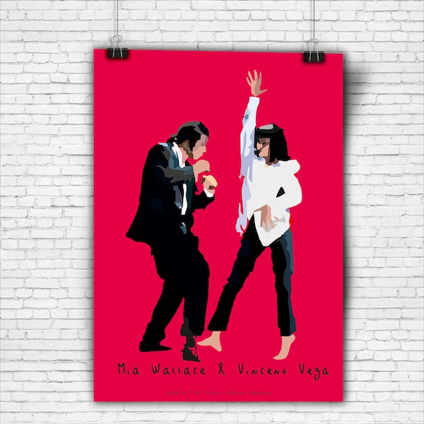 Mia Wallace & Vincent Vega - Pulp Fiction movie poster - digital image for download