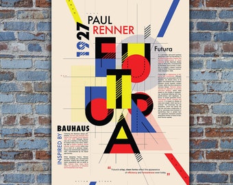 Futura, 1927, Paul Renner, Bauhaus - vintage poster - This print is a reprint of a vintage artwork.