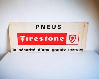 Publicité vintage en pierre pour pneu Firestone