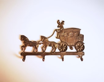 Crochet mural vintage en laiton pour calèche