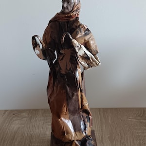 Vintage Mexican paper mache woman figurine