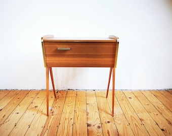 Table d'appoint pour boîte à couture Mid-Century en bois pour quilting, années 50