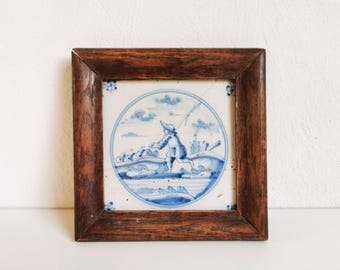 Azulejo holandés vintage con marco de pastor