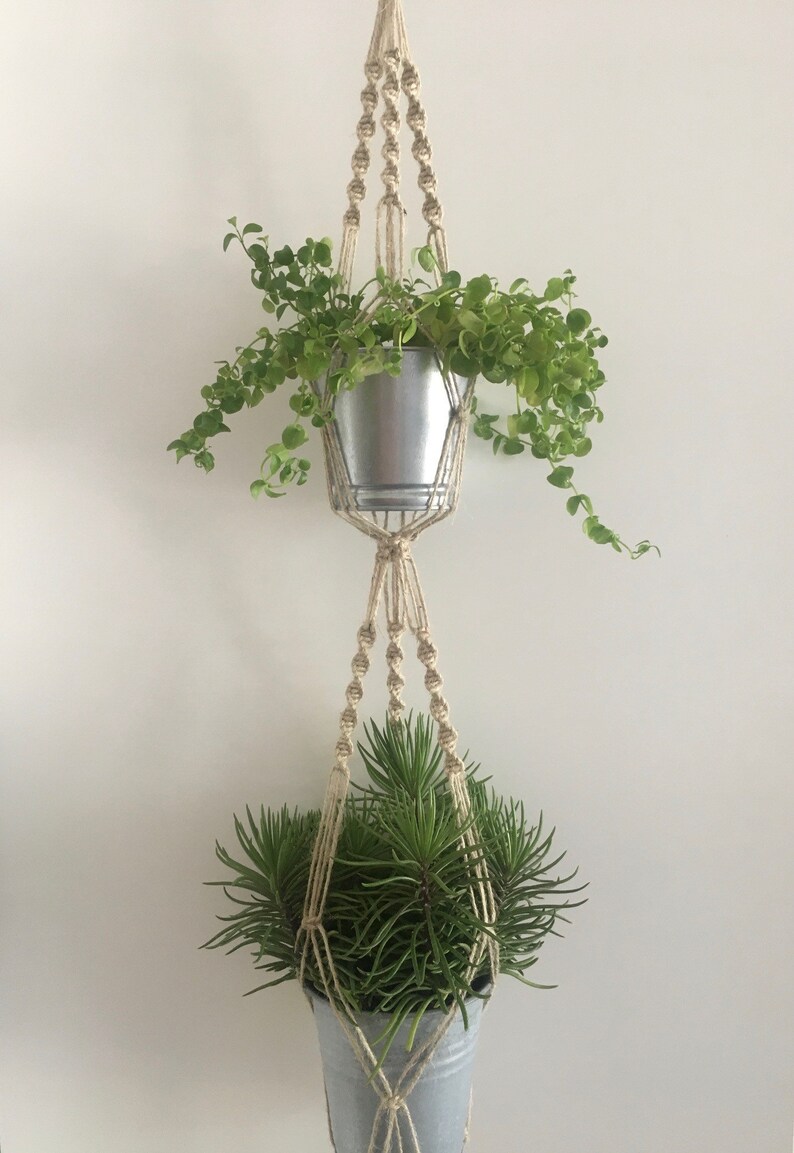 Dubbele macrame jute plantenhanger double twine plant Etsy Nederland
