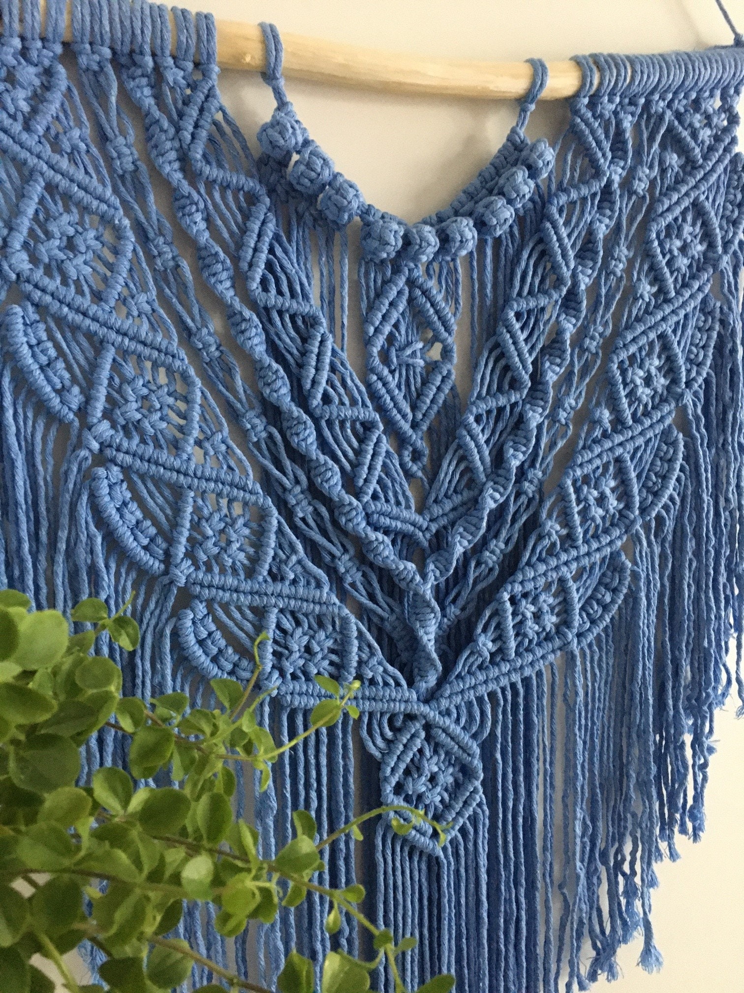 Makramee-Wandbehang Dip-Dye | 38,1x109,9 Cm In Braun & Marineblau | Mit Haken, Handgefertigt