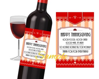 PRINTABLE digital Thanksgiving label, Retro style thanksgiving label, download thanksgiving WINE label old menu style
