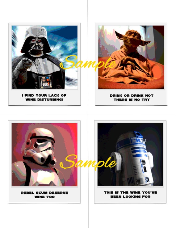 STAR WARS Wine Labels, Funny Polaroid style, INSTANT download, Easy  printable files. Fun crafty ideas!!!