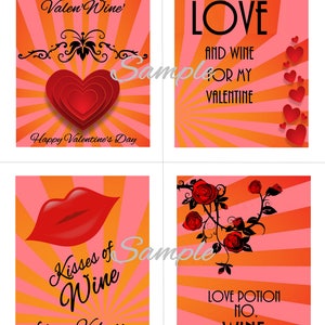 Valentine's Day DIGITAL Wine Labels, INSTANT download, Easy DIY printable files. Fun holiday ideas image 2