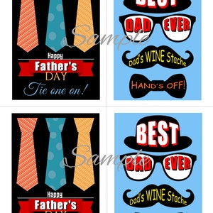 PRINTABLE Father's Day SET of 2 Instant download wine label, Best Dad wine labels, Download, Print, Easy, Fun Label image 2