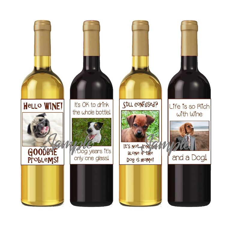 Fun crafty ideas!!! Funny DOG Wine Labels Easy DIY printable files Dog gifts INSTANT download