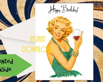 Pinup Birthday Card Etsy