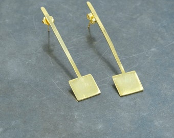 Metronome Minimalist Handmade Earrings (Silver)