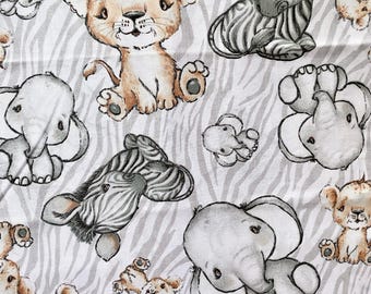 Elephant  Zebra lions cotton fabric, African Animals, Nursery, Safari Fabric, Fabric by the Yard, savanna fabric, jungle fabric, baby Animal
