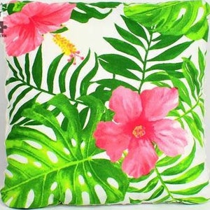 Flowers Cotton fabric by the yard,  meter, Floral fabric, Tropical print,  hibiscus flowers,