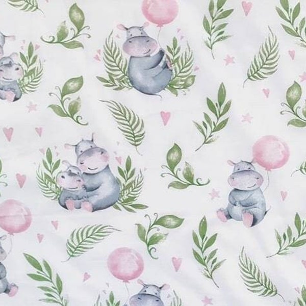 Hippo Floral Pattern Print Bed Set Quilt