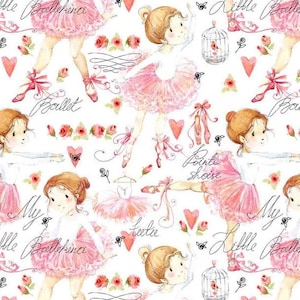 Ballerinas Fabric,Fabric for girls,fabric by the yard,Ballet Fabric,Cotton Fabric,Dance Fabric,Pink fabric,Quilting Fabric,Quilt Fabric