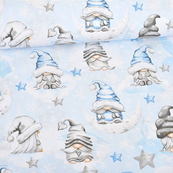 Gnomes Cotton Fabric by the Yard Meter Half Yard Christmas Etsy