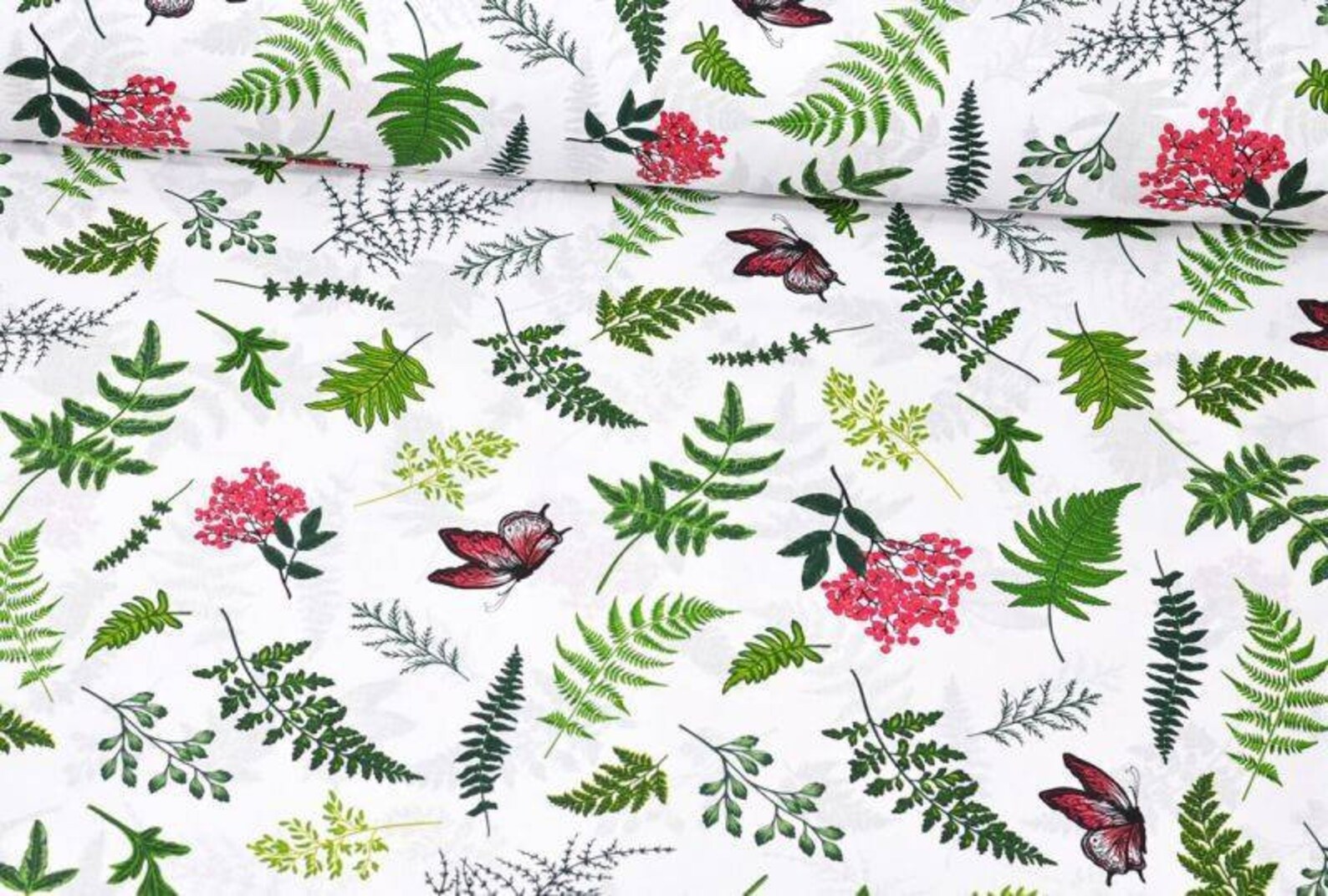 Herb Cotton Fabric By The Yard Botanical Ferns Fabric Etsy