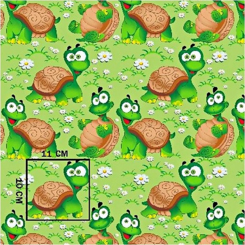 Turtles Cotton Fabric by the Yardgreen Turtle Fabricbaby Etsy