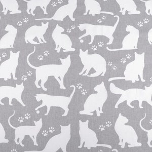 Cats fabric by the Yard,CATS CONTOURS fabric,cat fabric,cats print,cat lover gift,Nursery Decor,modern fabric,Quilting fabric,cats outlines