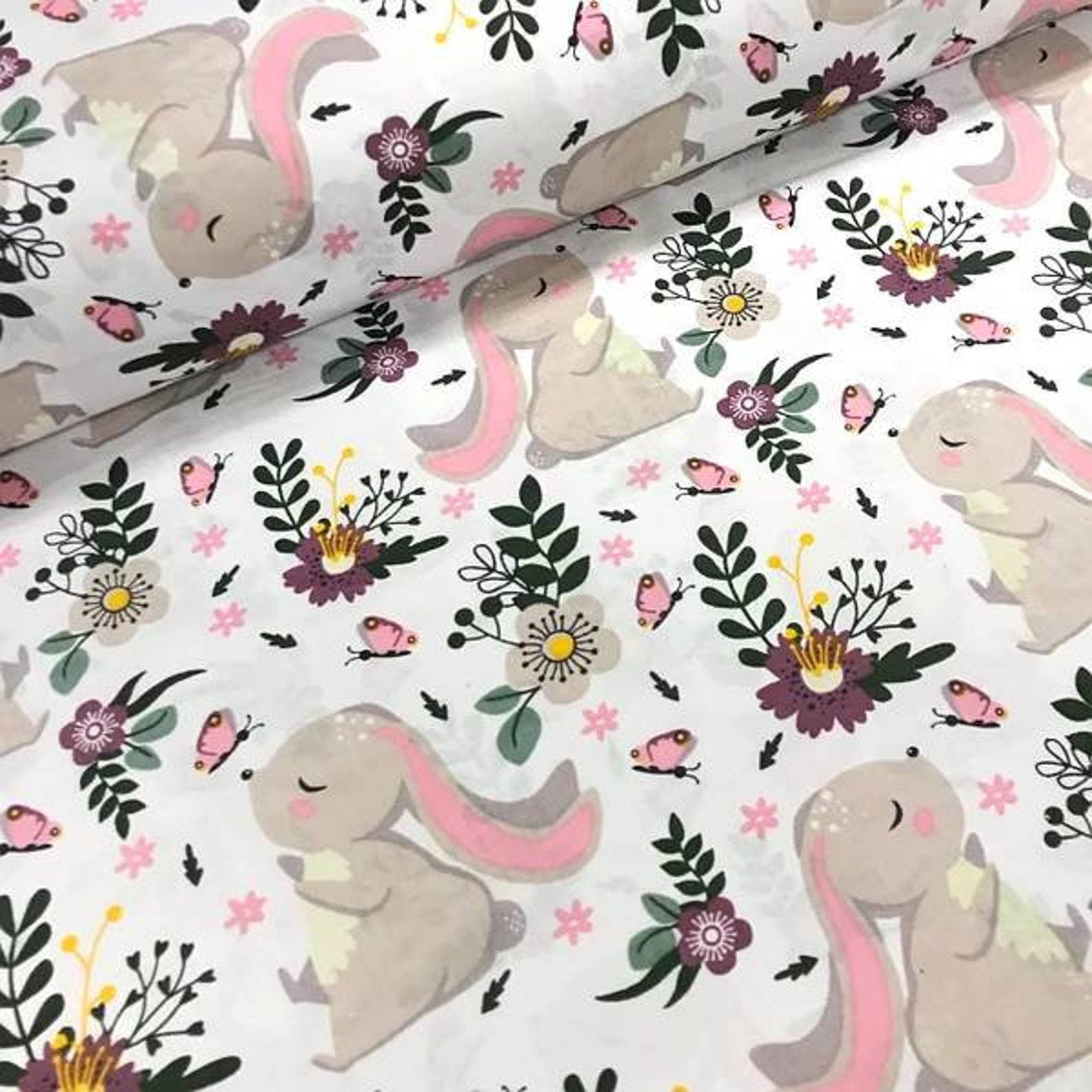 Bunny Cotton Fabric by the Yard Rabbits Sweet Bunnies Fabric Etsy