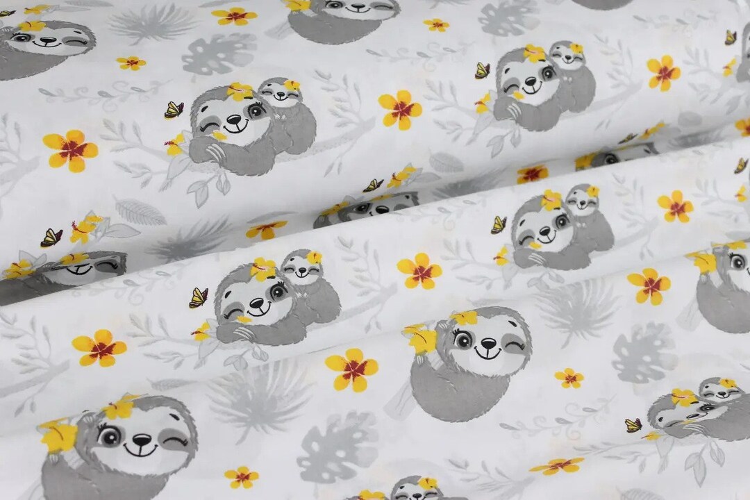 Sloths Fabricpygmy Sloths Fabricsloths in the Jungleanimal - Etsy