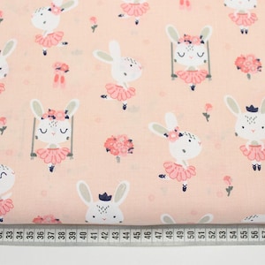 Bunnies Fabric,Ballerinas Fabric,girls Fabric,princess Fabric,Dance Fabric,cloud fabric, nursery fabric,baby fabric,Fabric by the Yard