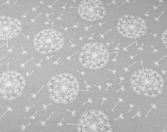 Dandelion Fabric,cotton fabric by the Yard,Blowing Dandelions fabric,cotton fabric,floral fabric,Dandelion Shadow,gray fabric,QUILTING