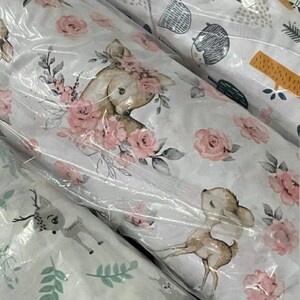 Deer fabric,flowers fabric,roe forest fabric,nursery fabric,girls fabric,fabric by the yard,cotton fabric,forest fabric,floral fabric image 2