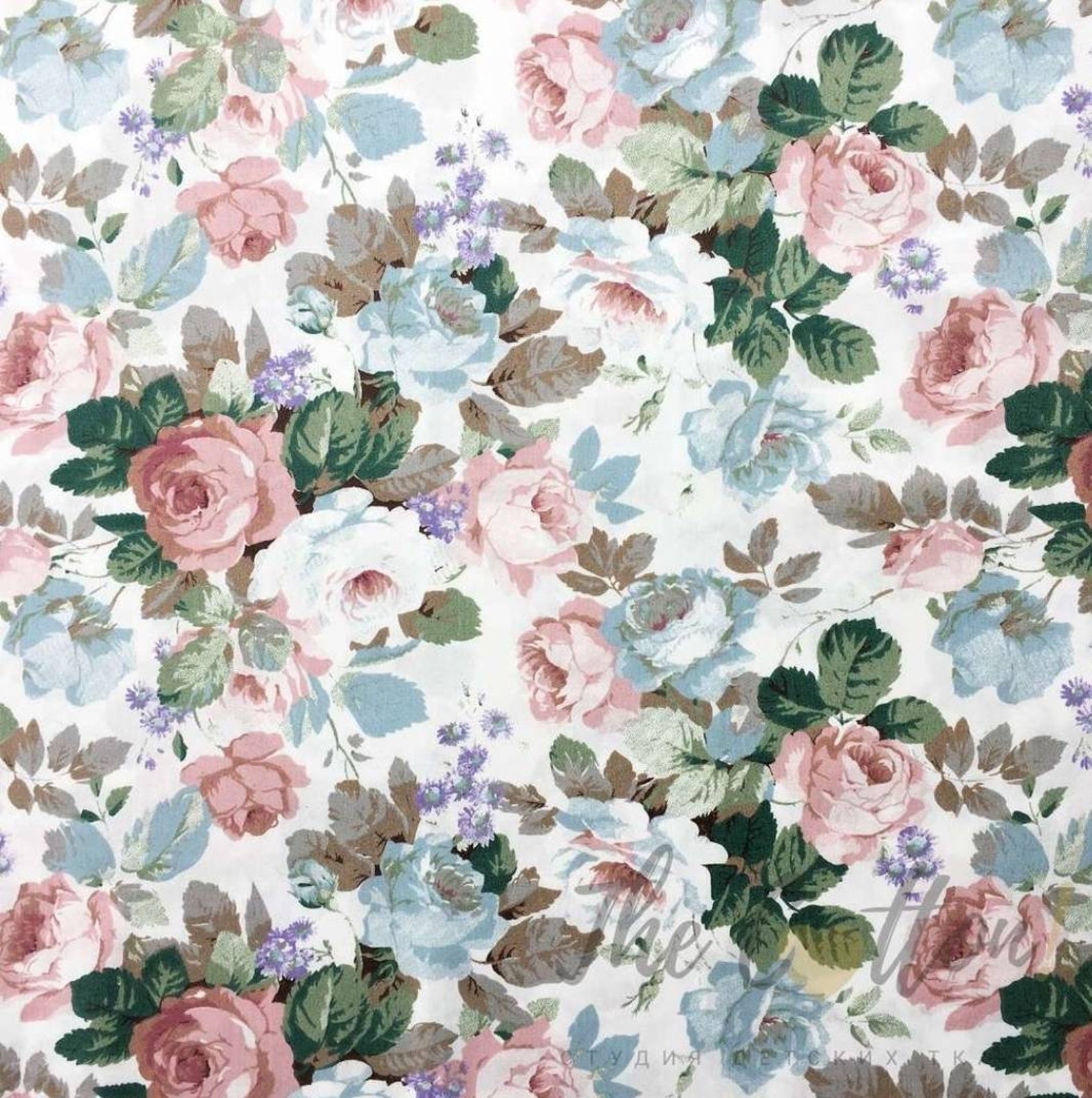 Cabbage Roses Fabric English Roses Fabric cotton Fabric Etsy