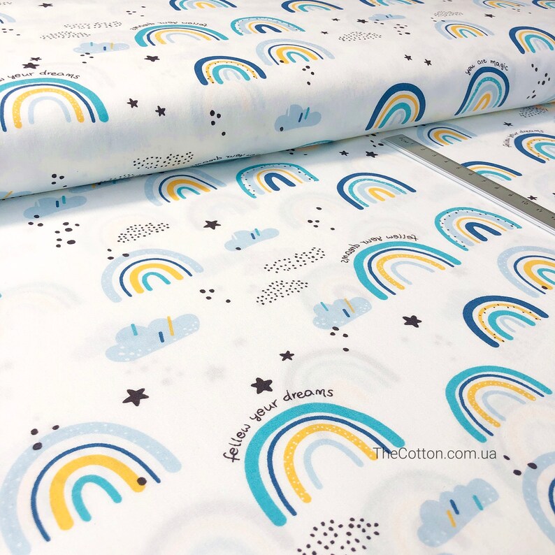 Rainbow Fabricscandinavian rainbow Fabric100 cotton sateen Etsy