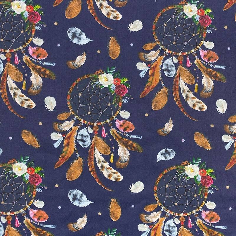 Dreamcatcher cotton Fabric By The Yard Boho Dream Catcher Etsy