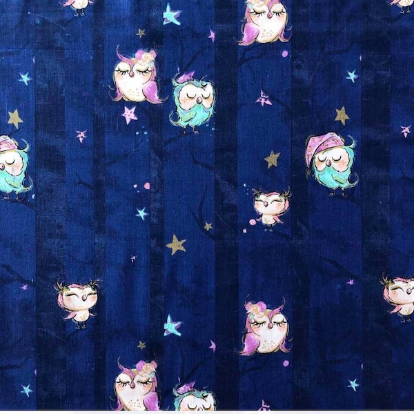 Owles cotton fabric,owl fabric, owles print,Fabric By The Yard,glitter fabric,Owl Fabric,Fabric for kids,nursery fabric,crib,birds fabric