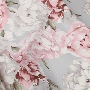 Peonies Cotton Fabric, Fabric By The yard, Extra Wide 94&quot; 240cm peony fabric flowers print