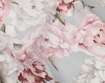 Peonies Cotton Fabric, Fabric By The yard, Extra Wide 94" 240cm peony fabric flowers print