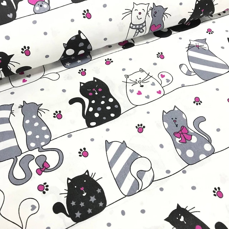 Cat fabric by the yard cotton fabric cat print baby fabric etsy