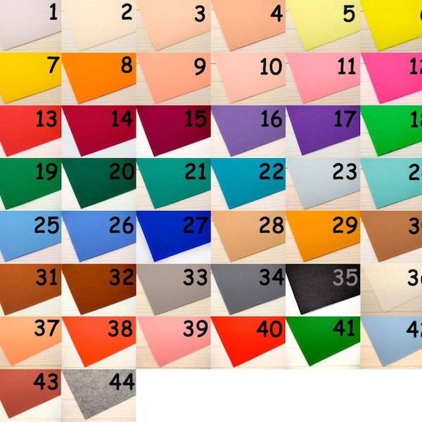 Hard Felt Sheets Stiffened Felt  7,8" × 11,8" ( 20×30cm) Hard Felt 1.2 mm, 44 colors Craft Felt, DIY felt, Felt Fabric, Crafting