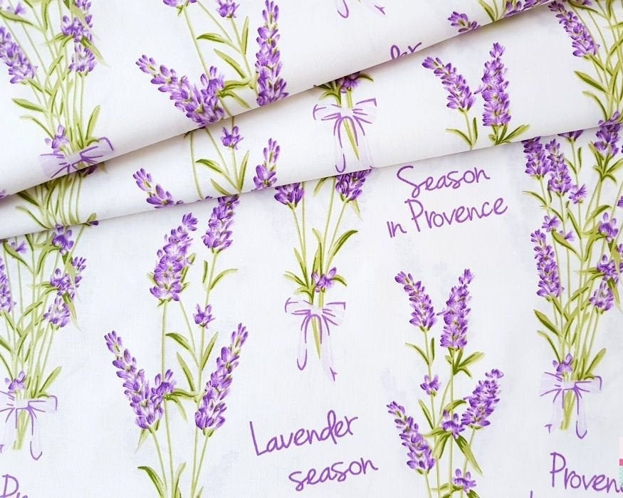 Lavender Fabricflowers Cotton Fabric by the Yardprovence Etsy UK