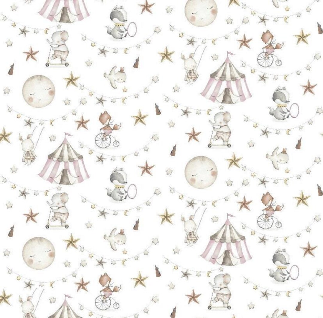 Circus Cotton Fabric by Yard, Elephants, Horses, Tent, Nursery Decor - Etsy